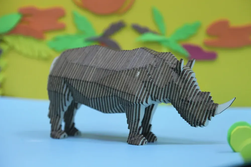 Деревянный конструктор «Носорог», с набором карандашей, UNIWOOD — картинка 3