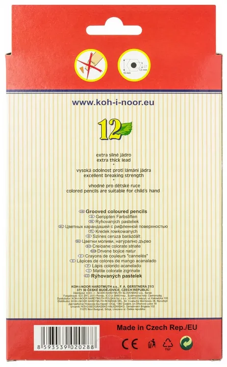 Карандаши цветные неокрашенный корпус «jumbo NATUR», 12 цв., KOH-I-NOOR Hardtmuth — картинка 3