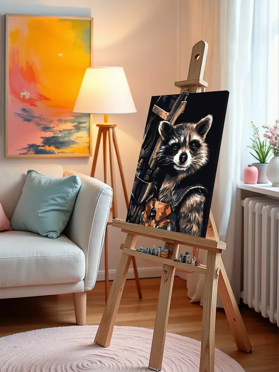 Картина по номерам «Реактивный енот» — картинка 9