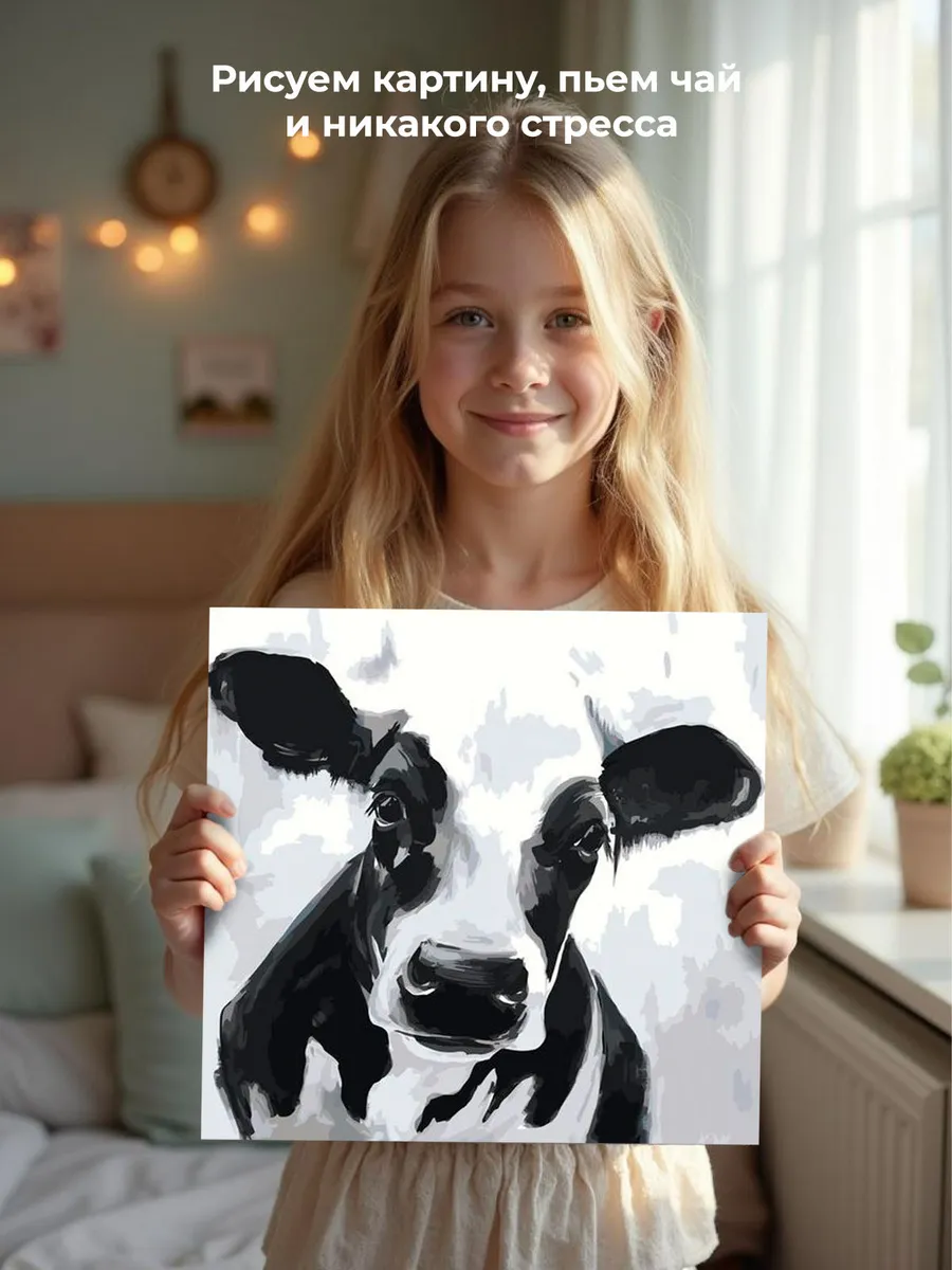 Картина по номерам «Черно-белая корова» — картинка 7