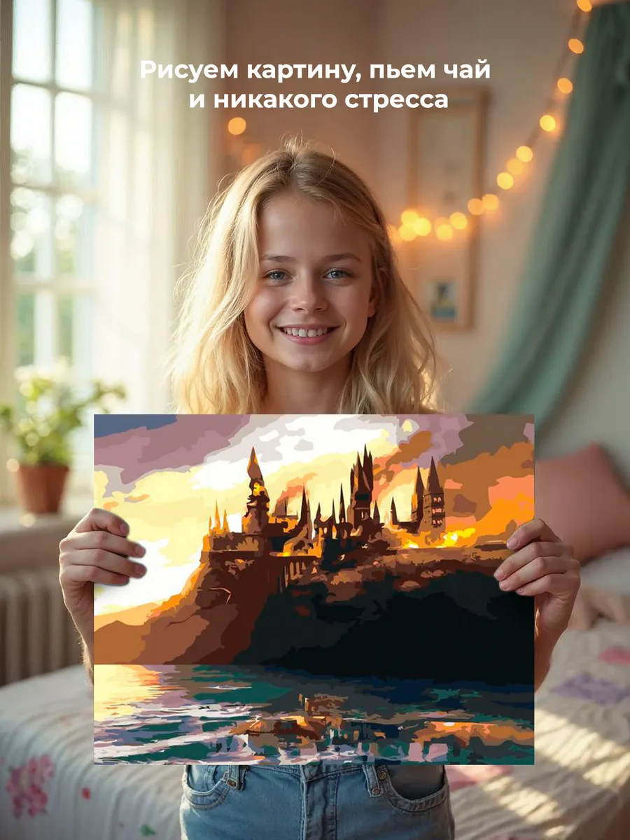 Картина по номерам «Гарри Поттер: Горящий Хогвартс» — картинка 7