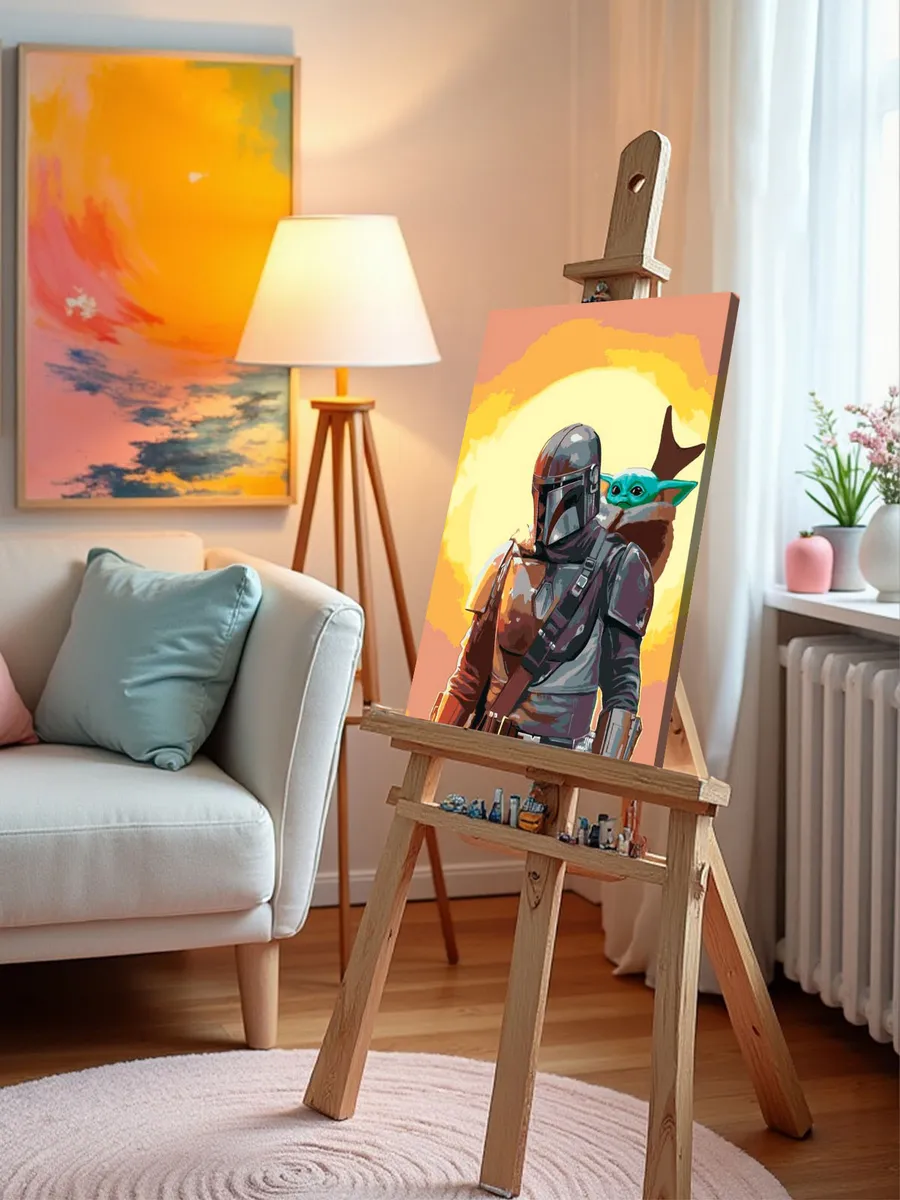 Картина по номерам «Звёздные войны - Мандалорец и Малыш Йода» — картинка 9