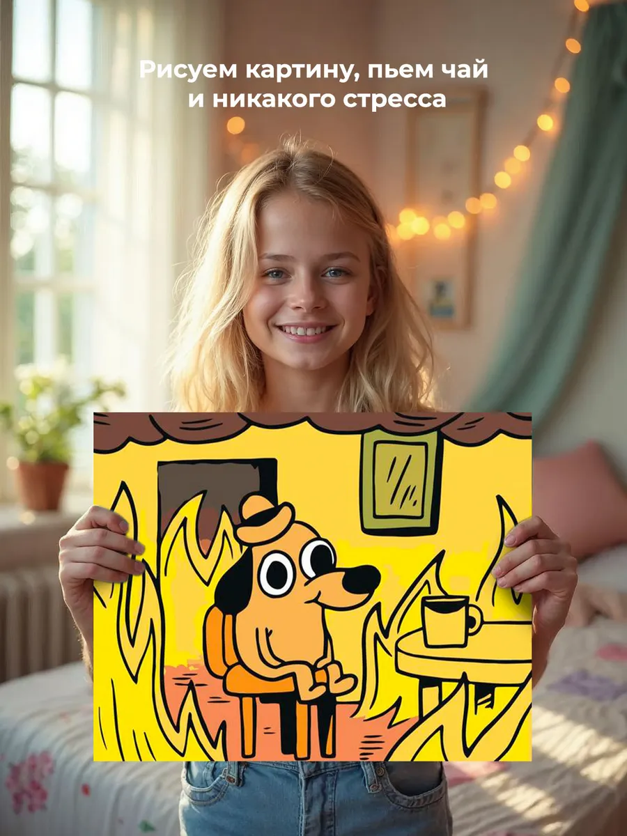 Картина по номерам «Мем: This is fine» — картинка 7
