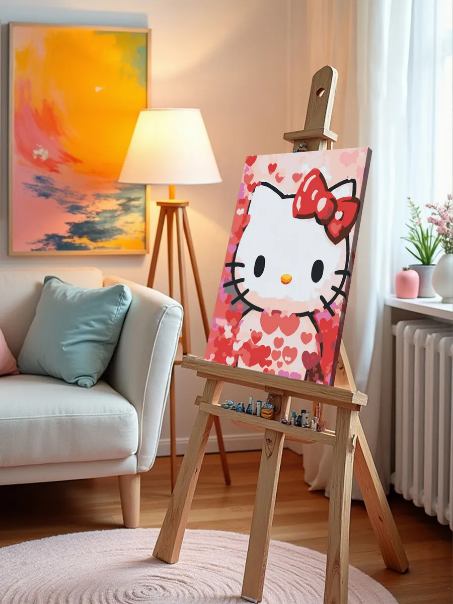 Картина по номерам «Аниме Hello Kitty Хеллоу Китти: Сердечки 2» — картинка 9