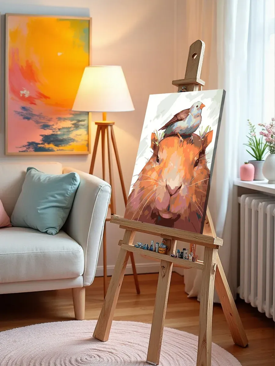 Картина по номерам «Капибара с птицей на голове» — картинка 10