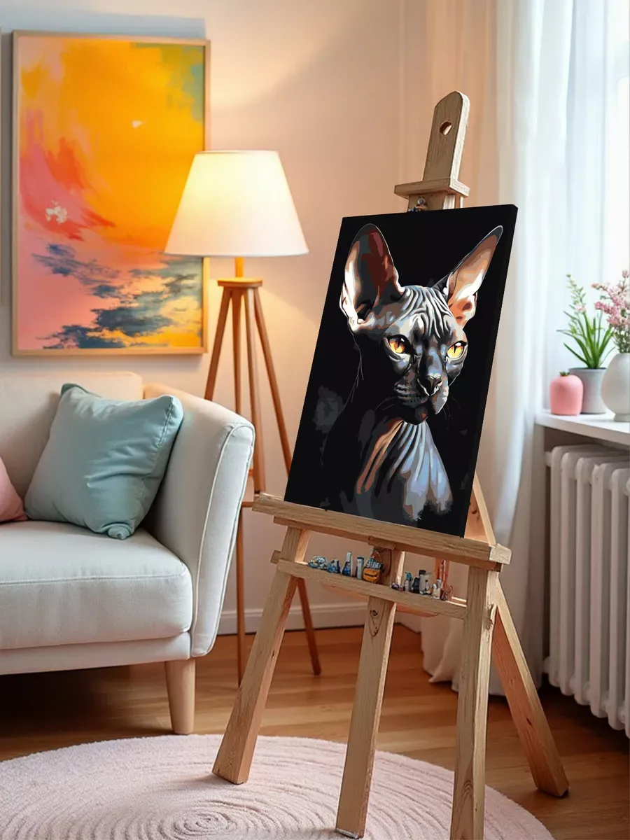 Картина по номерам «Черный кот сфинкс» — картинка 9