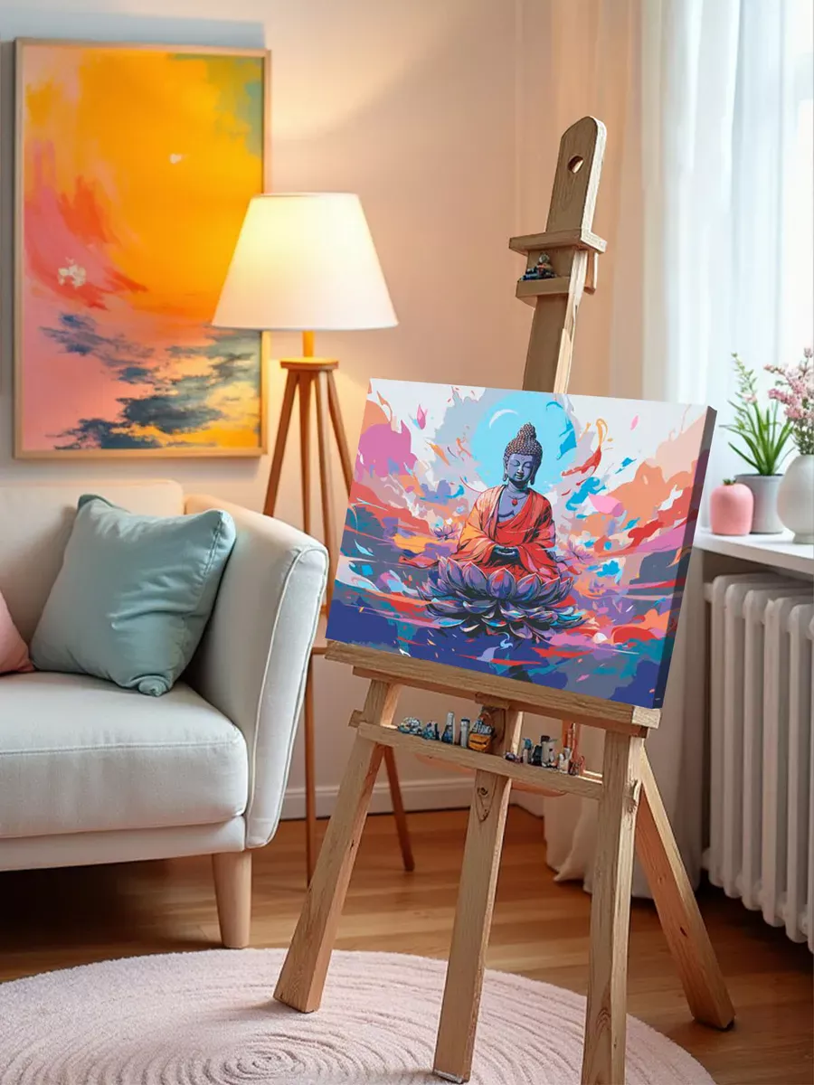 Картина по номерам «Буддизм: Будда на лотосе» — картинка 9