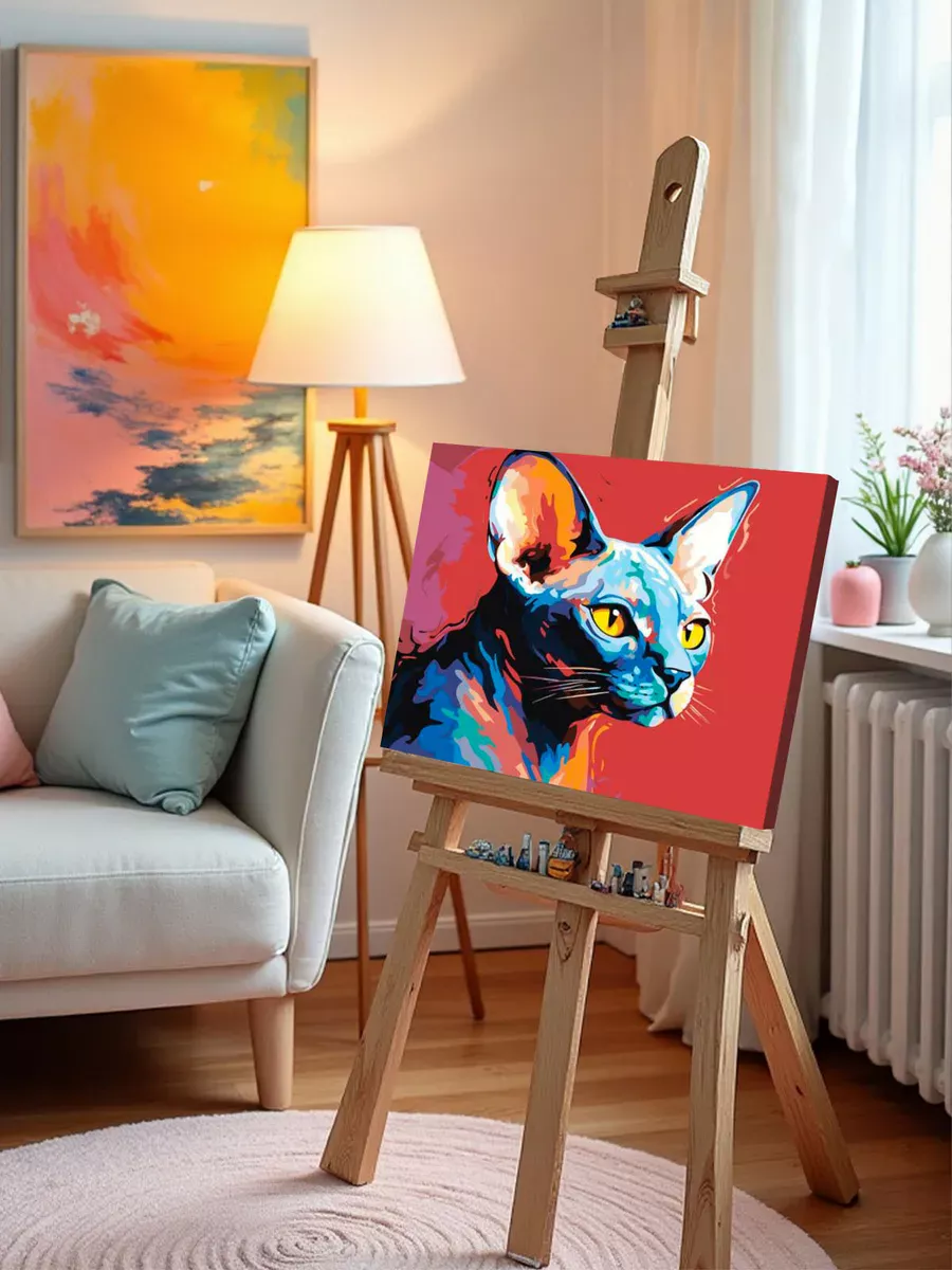 Картина по номерам «Кот сфинкс с желтыми глазами» — картинка 9