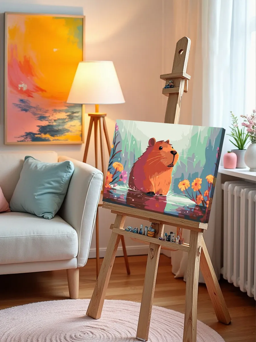 Картина по номерам «Капибара под дождем» — картинка 10