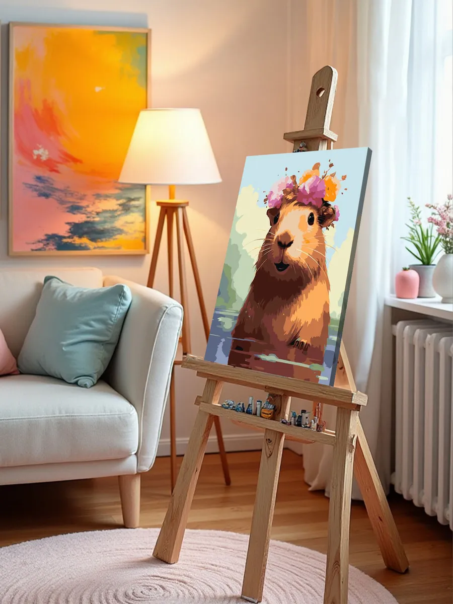 Картина по номерам «Капибара с цветами» — картинка 10