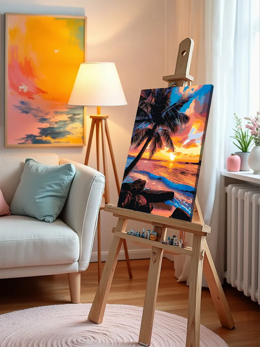 Картина по номерам «Природа: Пальма на берегу моря на закате 2» — картинка 10