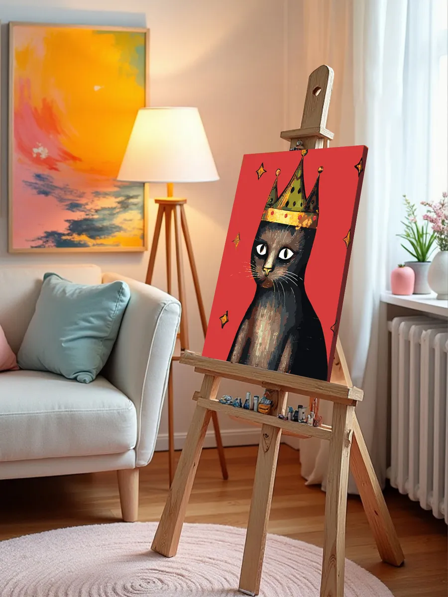 Картина по номерам «Средневековый кот в короне» — картинка 10