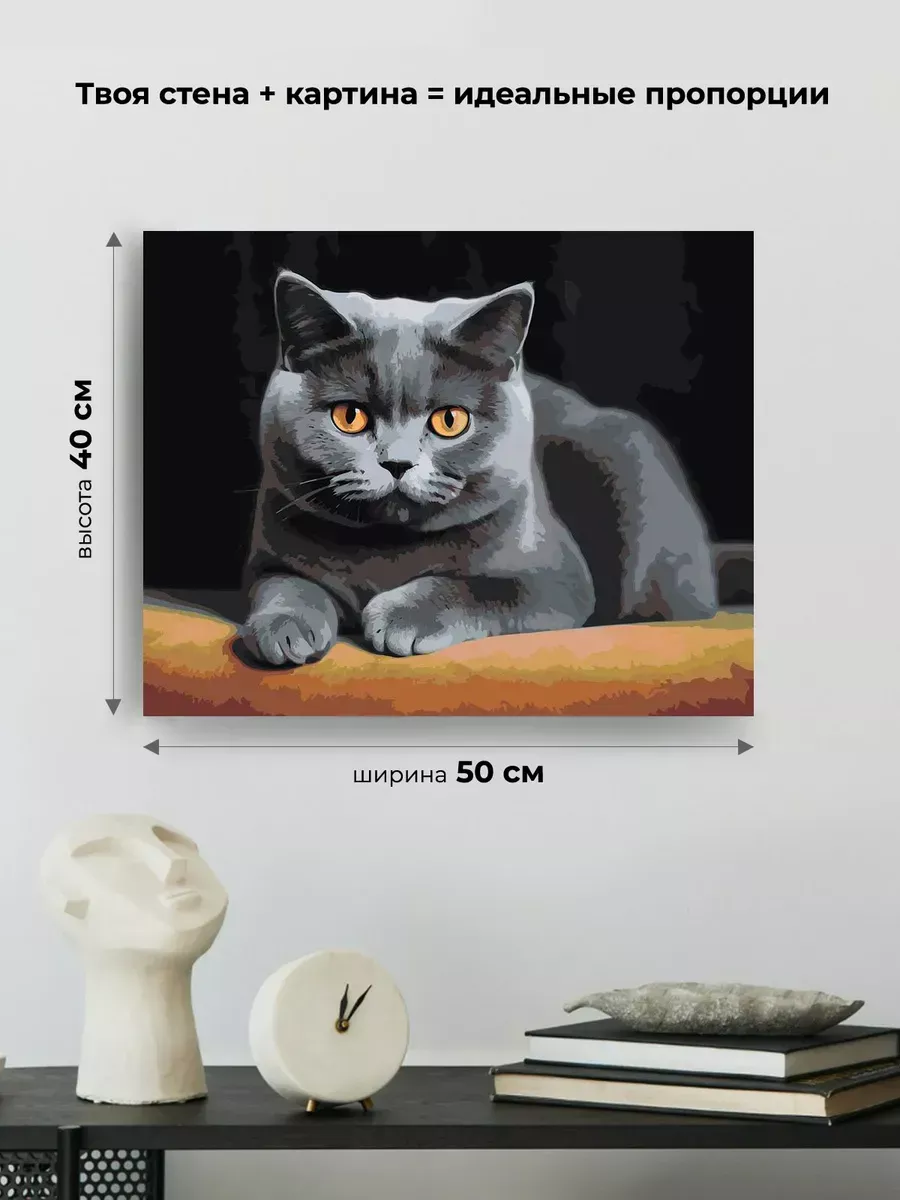 Картина по номерам «Серьезный британский кот» — картинка 3