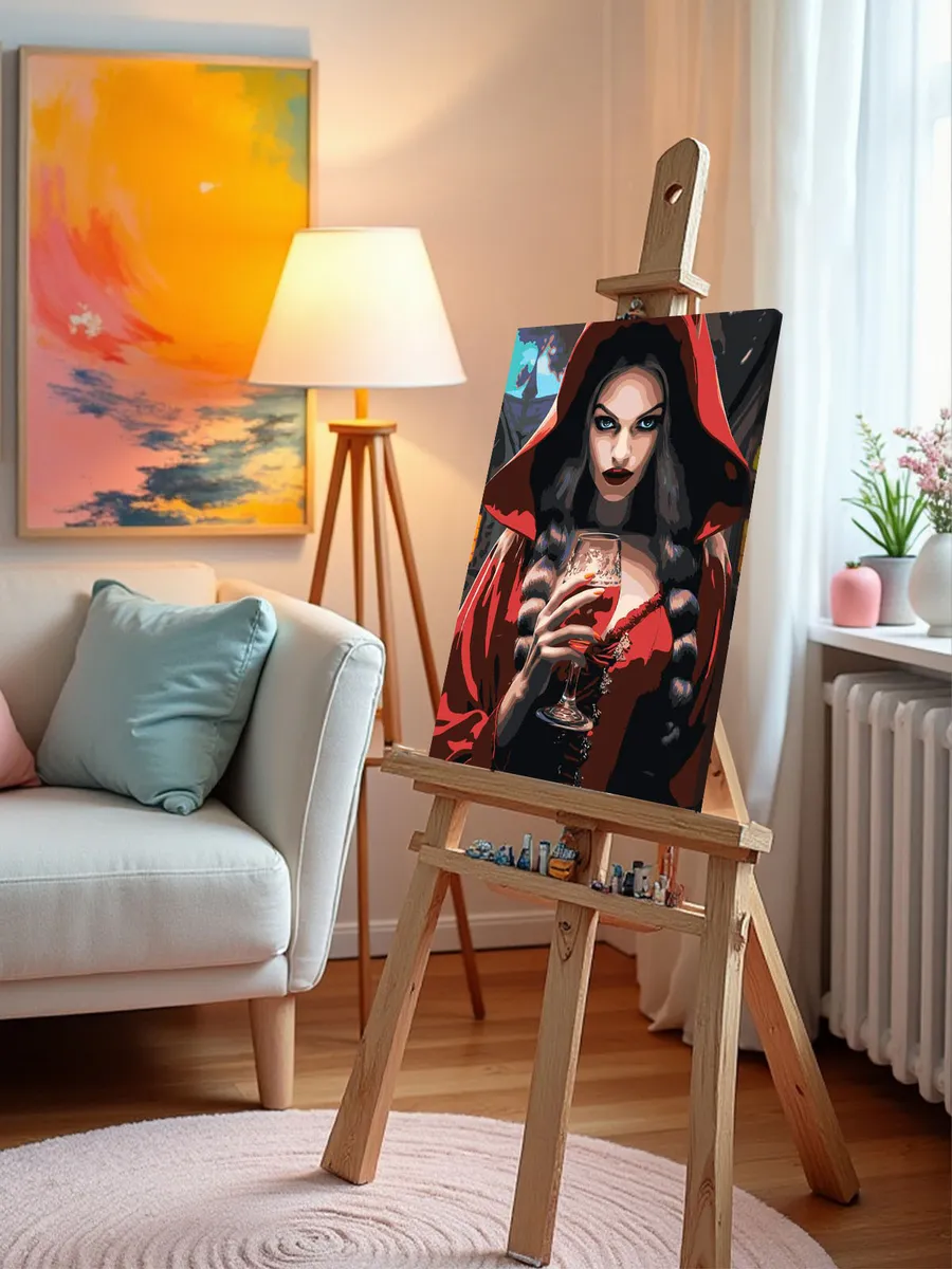 Картина по номерам «Девушка-вампир с бокалом крови» — картинка 10
