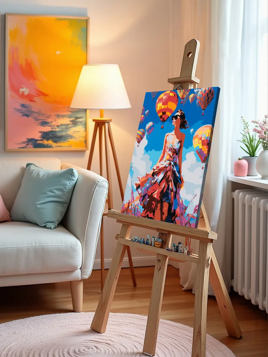 Картина по номерам «Девушка и яркие воздушные шары» — картинка 10