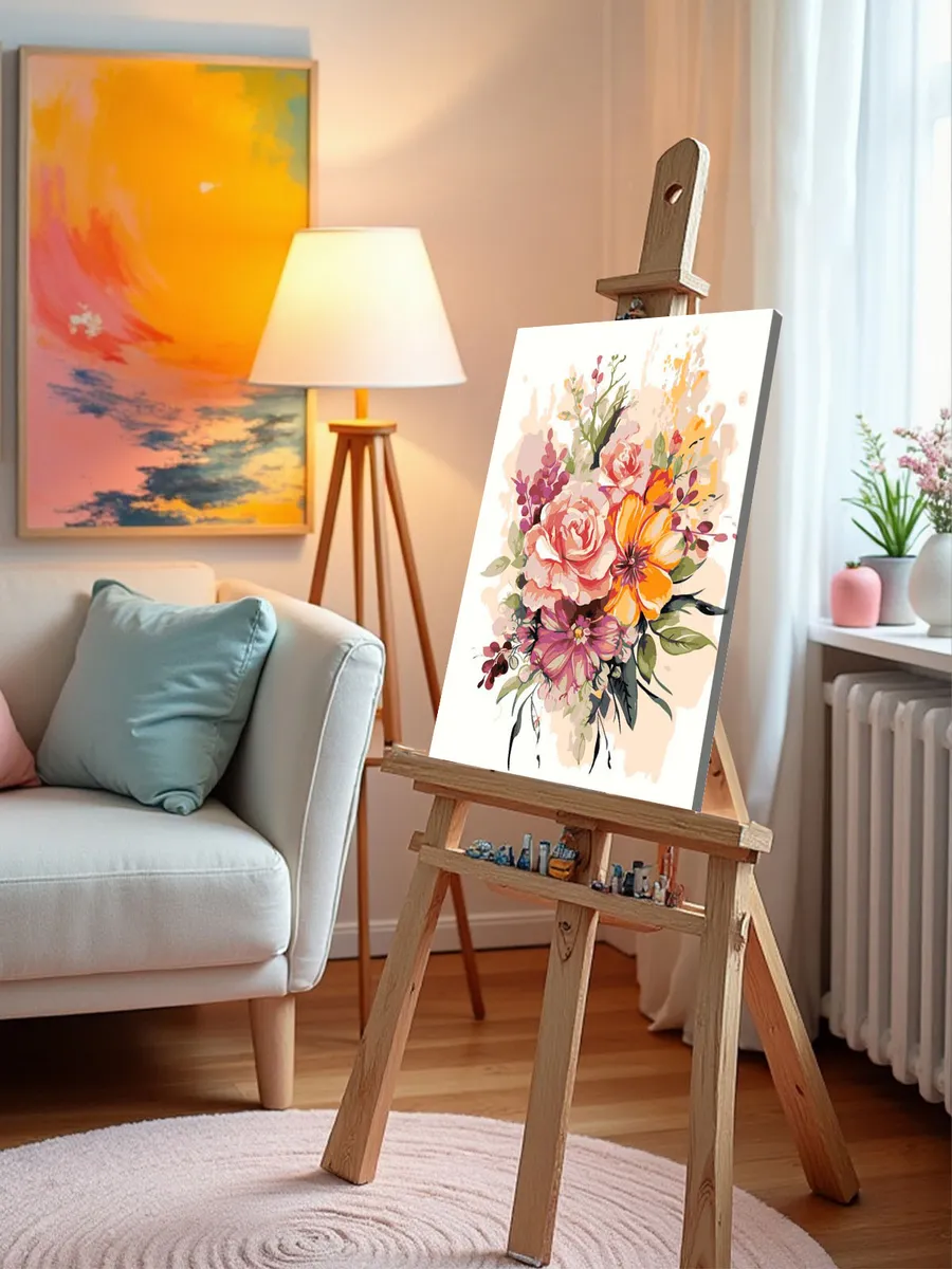 Картина по номерам «Цветы: Акварельная композиция с розами» — картинка 10