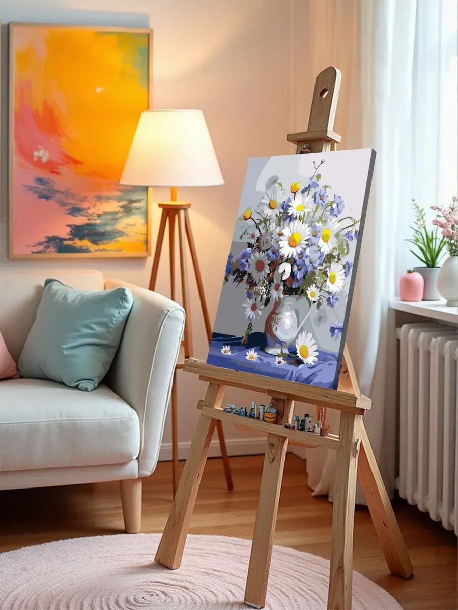 Картина по номерам «Цветы: Букет из ромашек и лютиков» — картинка 10