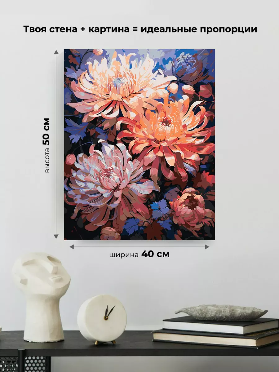 Картина по номерам «Цветы: Необычные хризантемы» — картинка 3