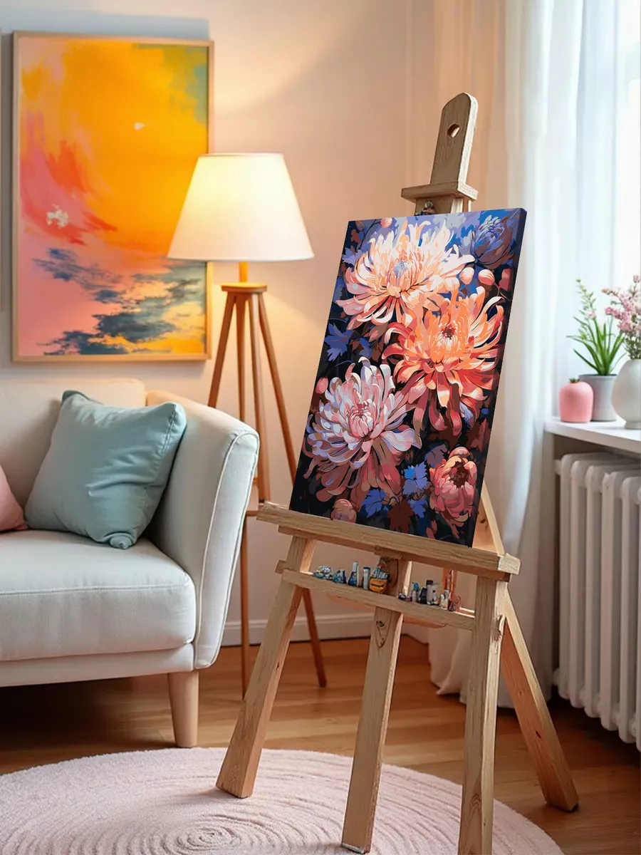 Картина по номерам «Цветы: Необычные хризантемы» — картинка 10