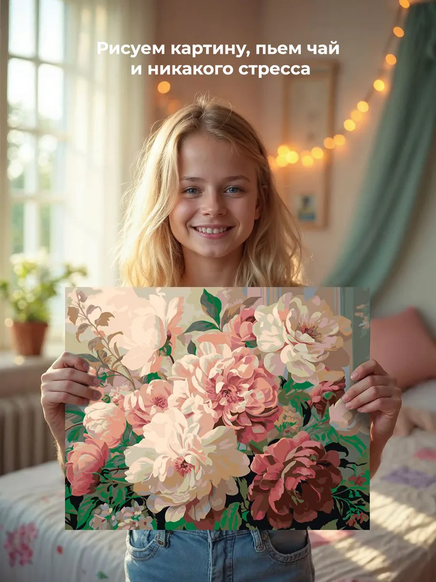 Картина по номерам «Цветы: Нежные чайные розы» — картинка 7