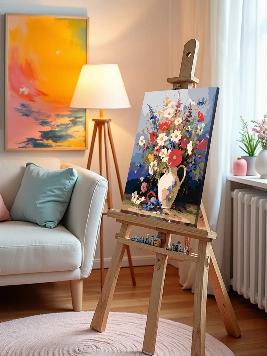 Картина по номерам «Цветы: Яркий букет полевых цветов» — картинка 10