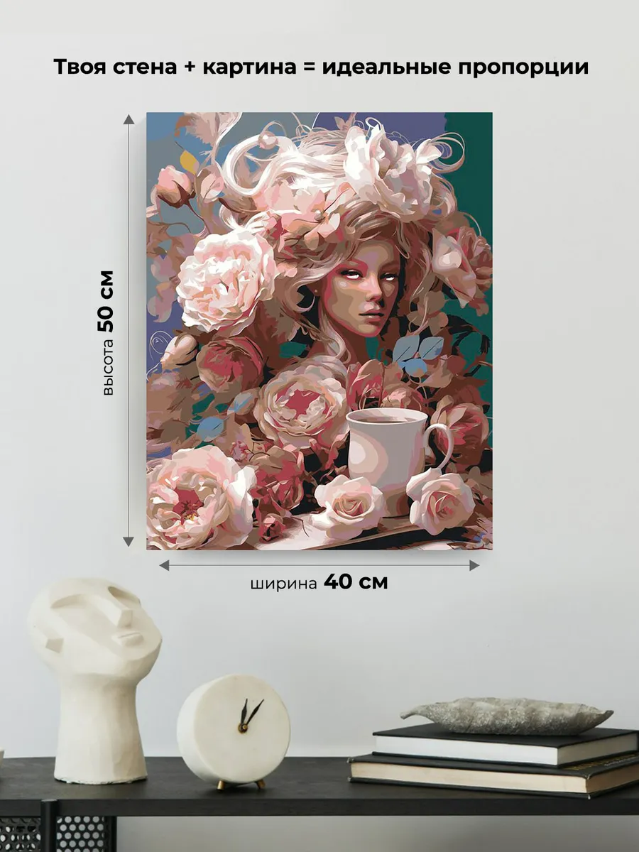 Картина по номерам «Цветы: Девушка в цветочном стиле» — картинка 3