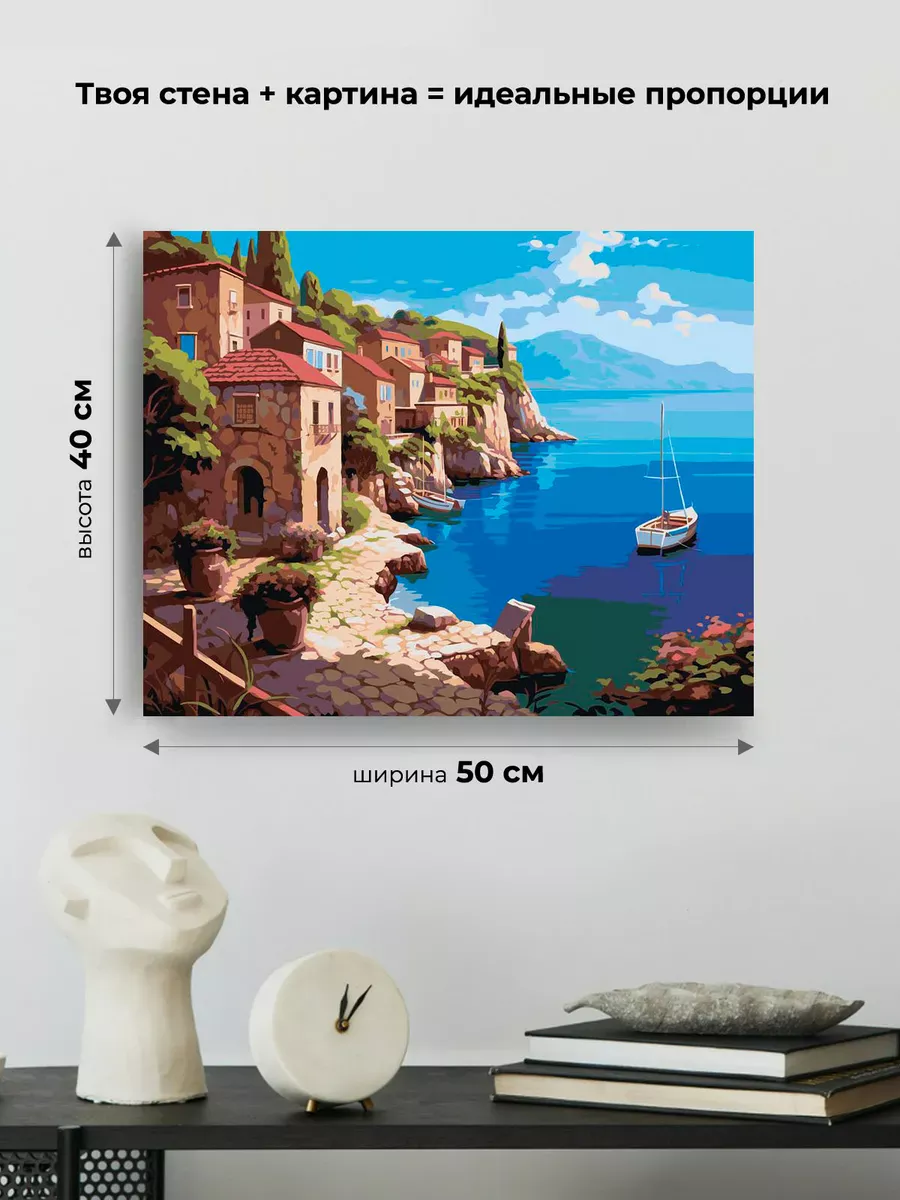 Картина по номерам «Море: Уютный город на берегу» — картинка 3