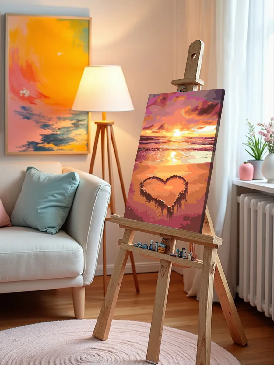 Картина по номерам «Море: Сердце на закатном пляже» — картинка 10