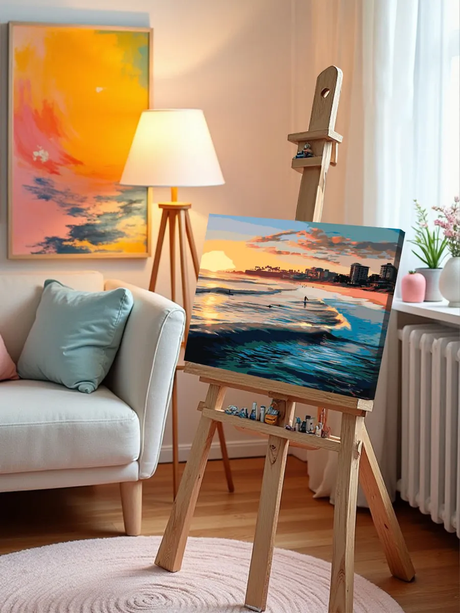 Картина по номерам «Море: Серферы на солнечном пляже» — картинка 9