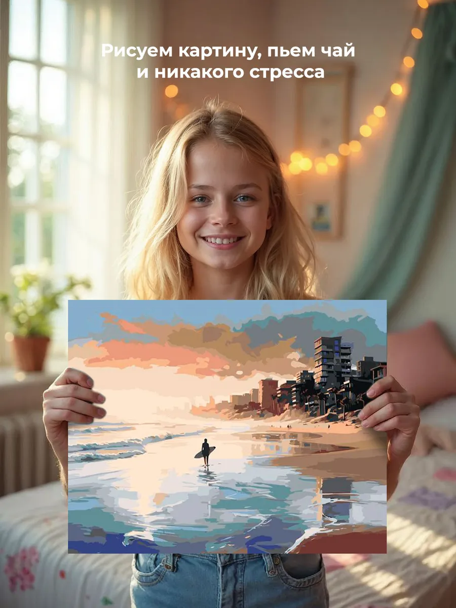 Картина по номерам «Море: Серфер на солнечном пляже» — картинка 6