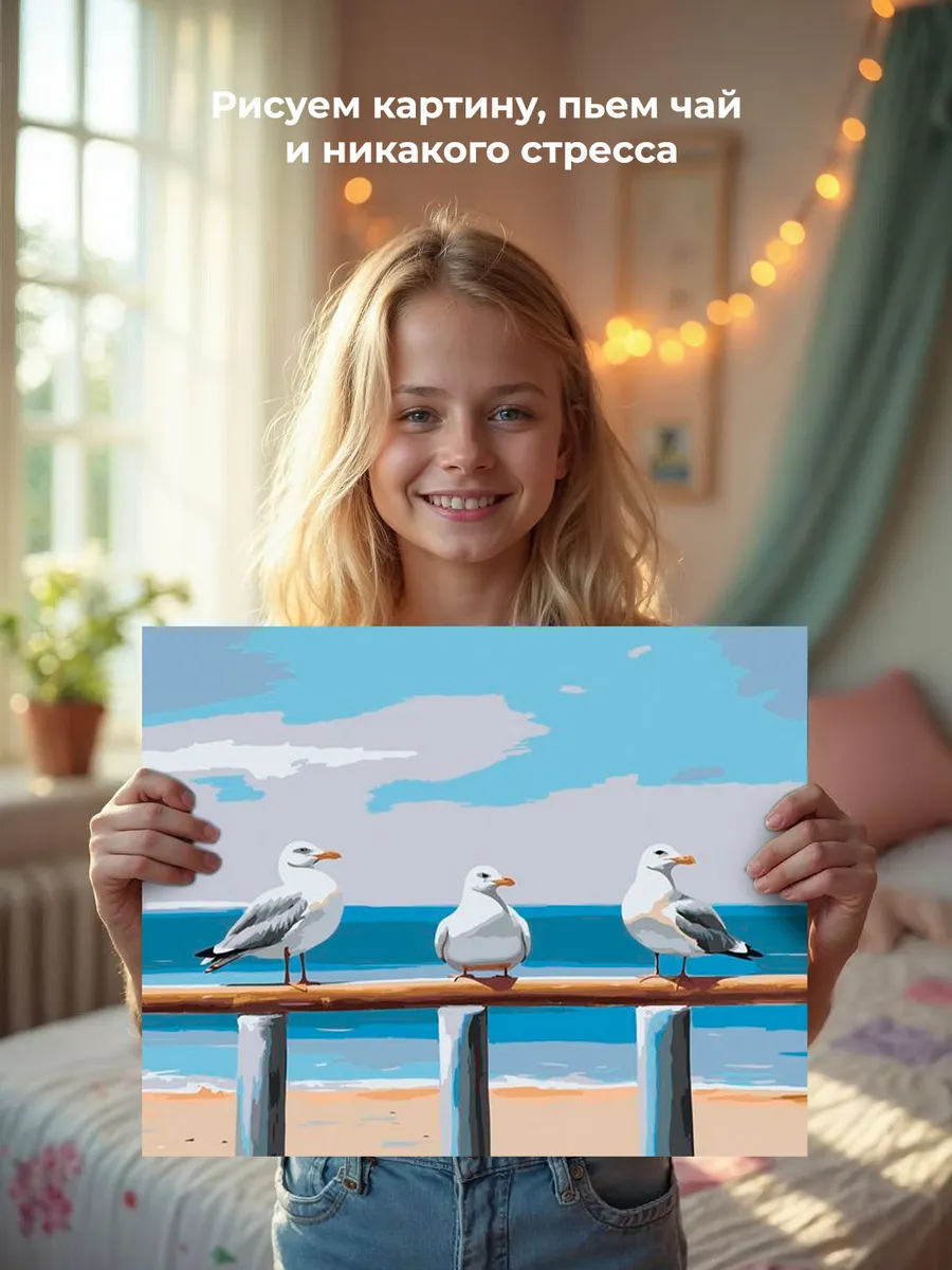 Картина по номерам «Море: Чайки на пляже 2» — картинка 7