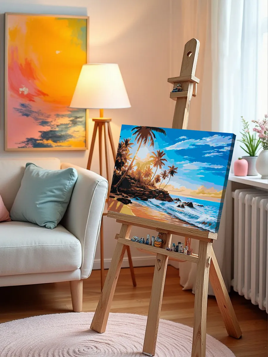 Картина по номерам «Море: Тропический пляж с пальмами» — картинка 9