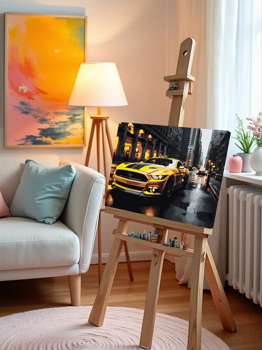 Картина по номерам «Машины: Форд Мустанг на улице в Нью Йорке» — картинка 10