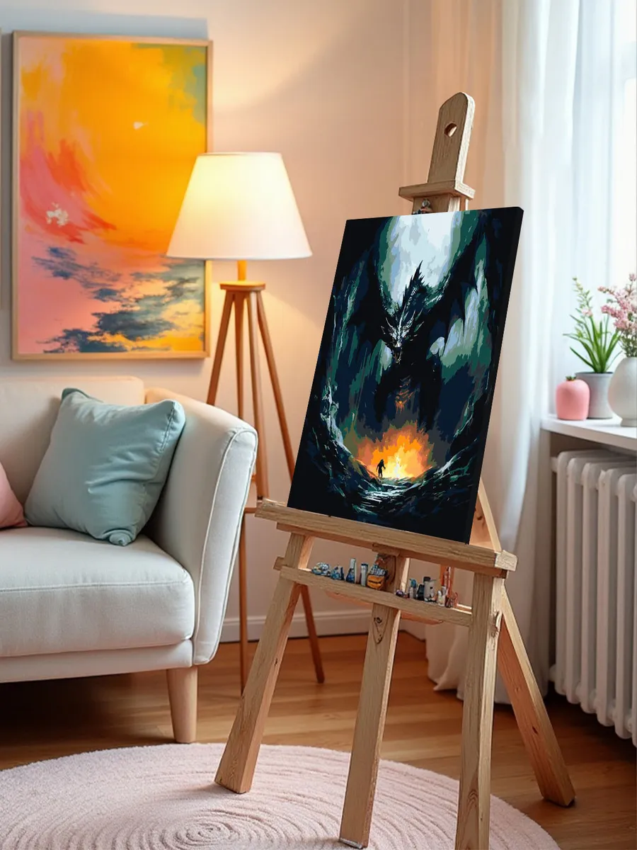 Картина по номерам «Черный дракон в пещере» — картинка 10