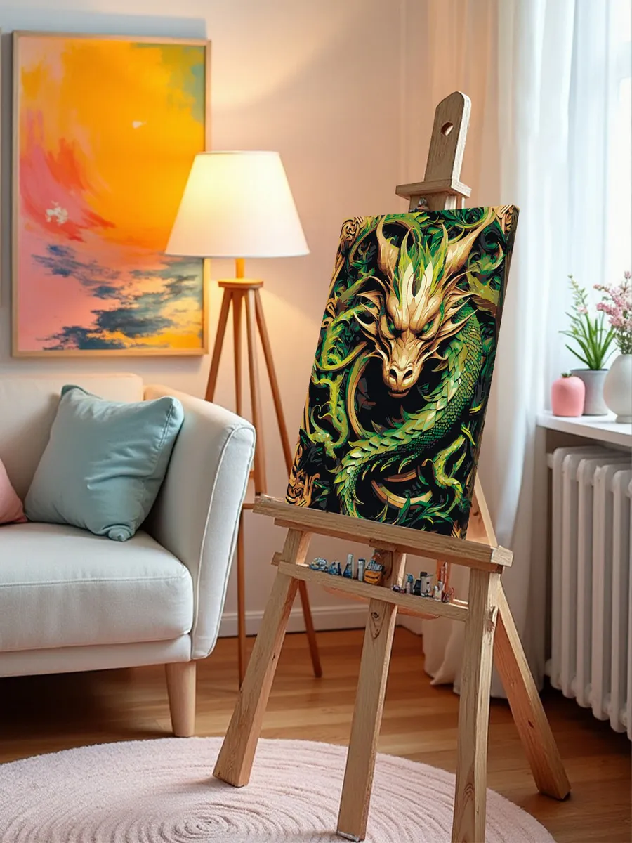 Картина по номерам «Зеленый деревянный дракон 4» — картинка 9