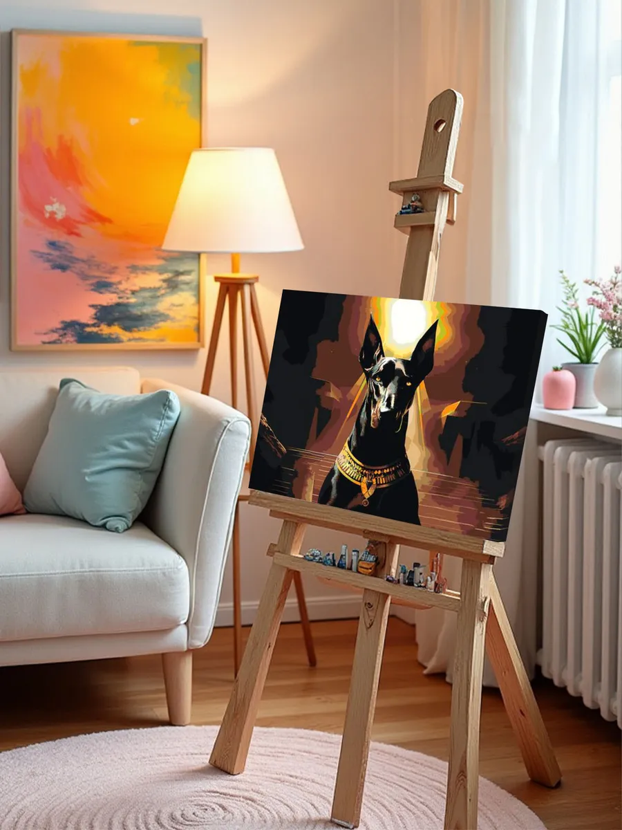 Картина по номерам «Доберман в виде египетского бога Анубиса» — картинка 10