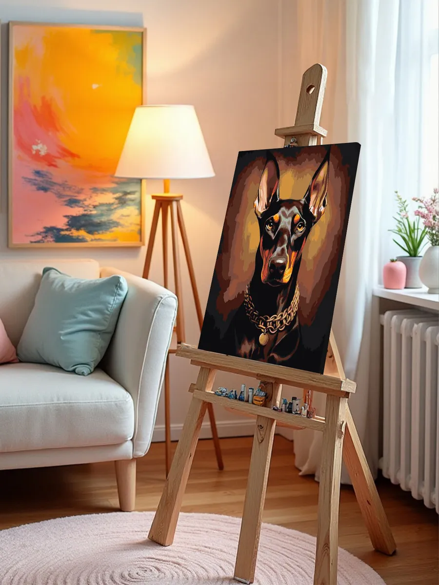 Картина по номерам «Собака доберман с цепью на шее» — картинка 10