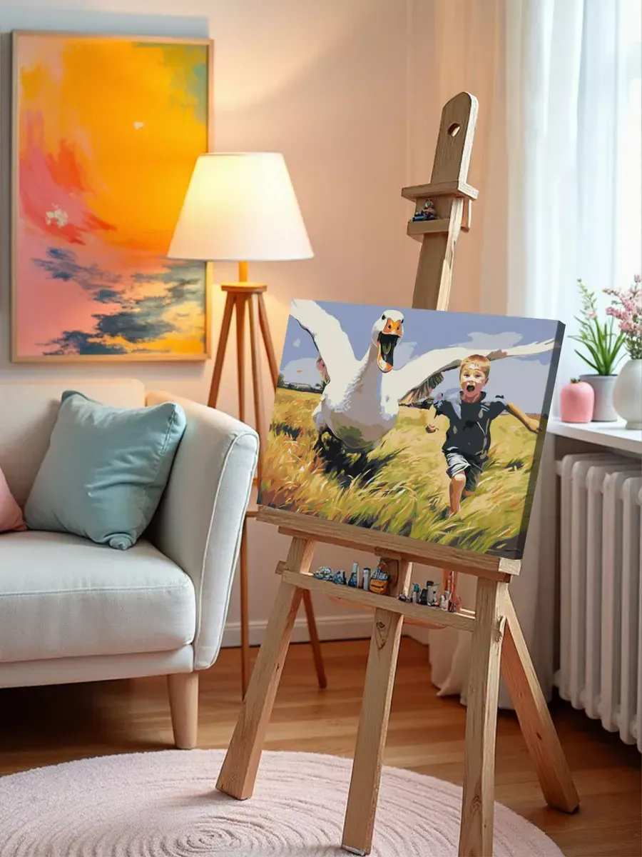 Картина по номерам «Гусь за ребенком несусь» — картинка 9