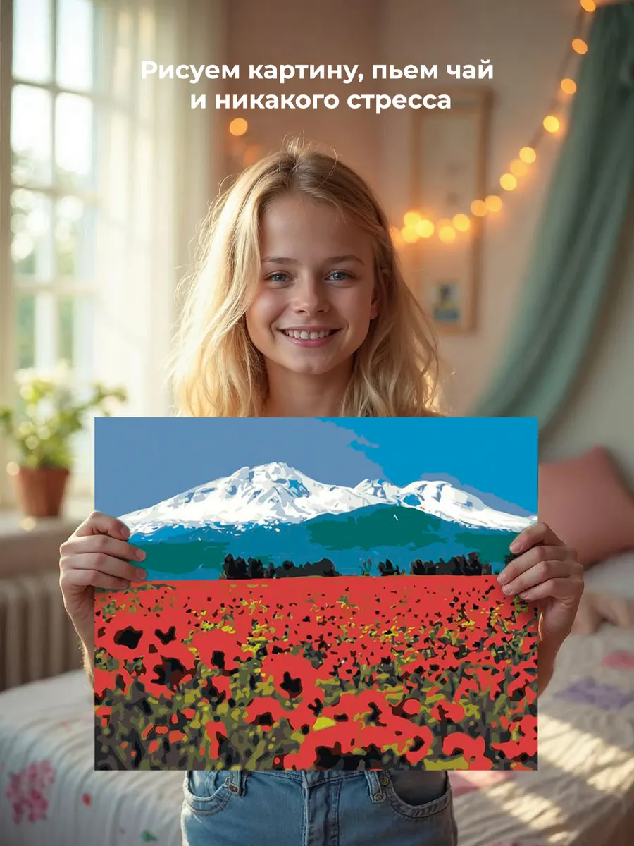 Картина по номерам «Армения: цветущие маки с видом на Арарат 2» — картинка 6
