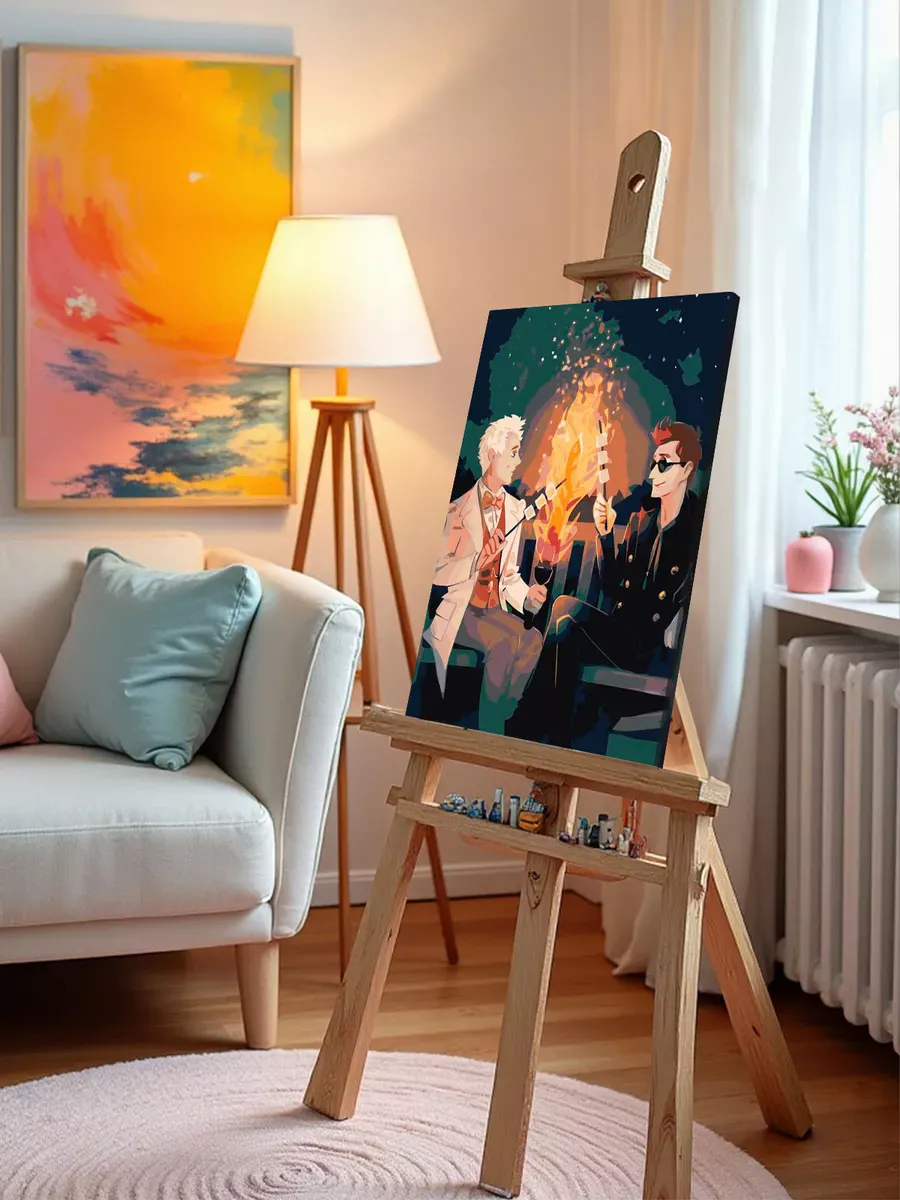 Картина по номерам «Благие знамения: Азирафель и Кроули Арт 2» — картинка 9