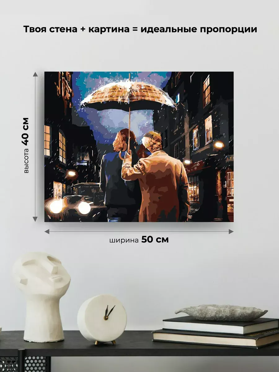 Картина по номерам «Благие знамения: Азирафель и Кроули с зонтом 2» — картинка 3