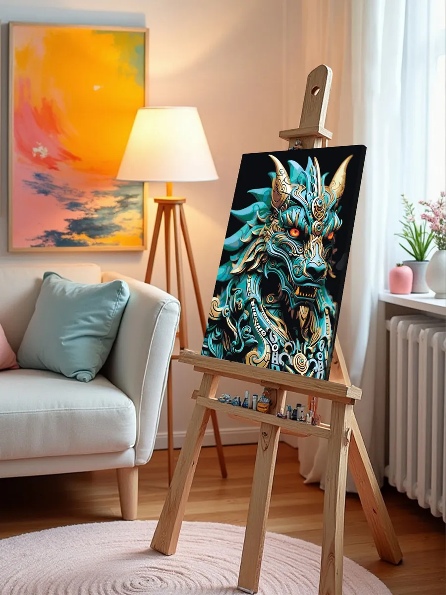 Картина по номерам «Зеленый деревянный дракон 8» — картинка 10