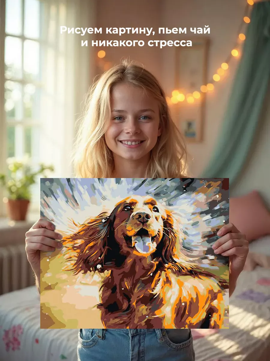 Картина по номерам «Собака Спаниель и брызги воды» — картинка 6