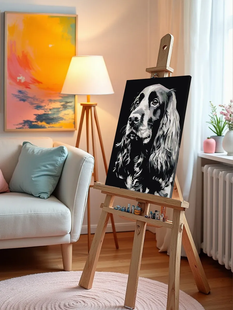 Картина по номерам «Собака Спаниель черная» — картинка 10