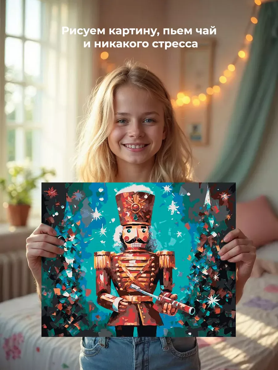 Картина по номерам «Рождество: Щелкунчик под елками» — картинка 7