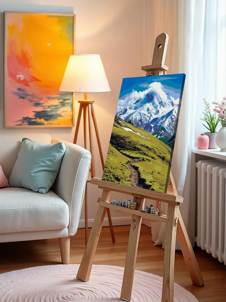 Картина по номерам «Пейзаж гора Эльбрус в снегу под облаком» — картинка 9