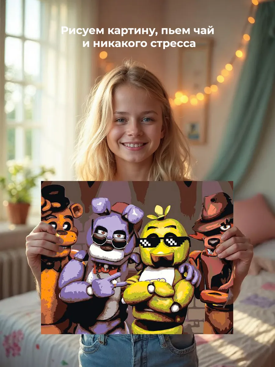Картина по номерам «Фнаф Freddy's Фредди, Бонни, Чика, Фокси» — картинка 7