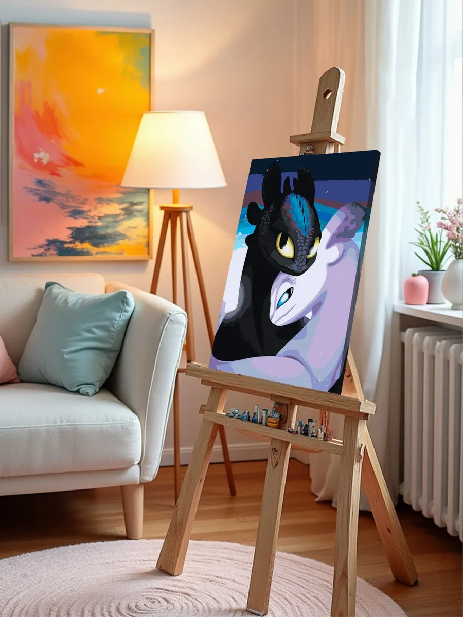 Картина по номерам «Как приручить дракона: Беззубик и Фурия» — картинка 9