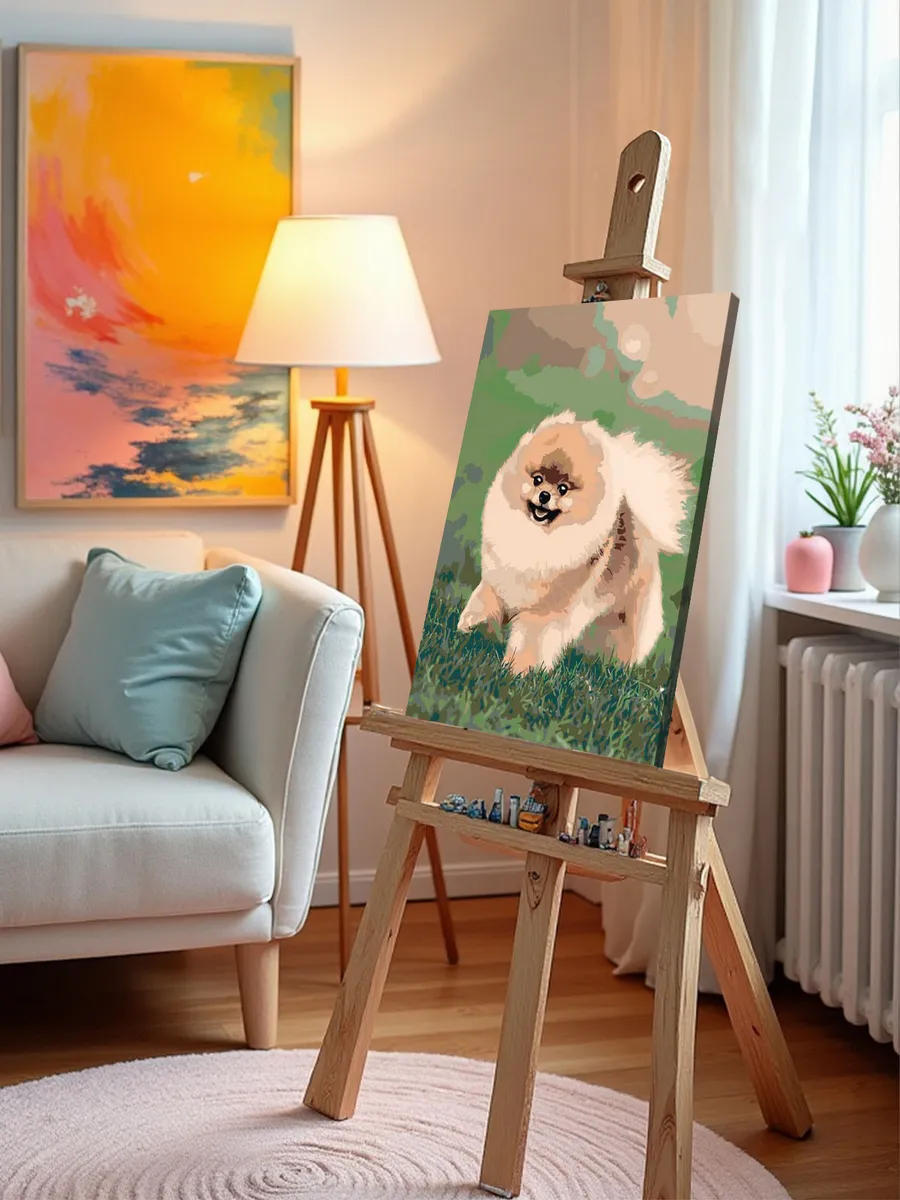 Картина по номерам «Собаки: Шпиц милый щенок 40х50» — картинка 10