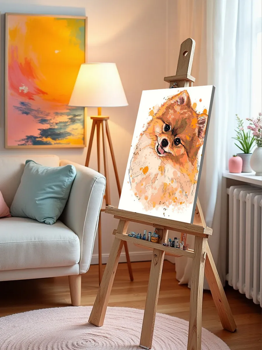 Картина по номерам «Собаки: Шпиц акварель арт 40х50» — картинка 10